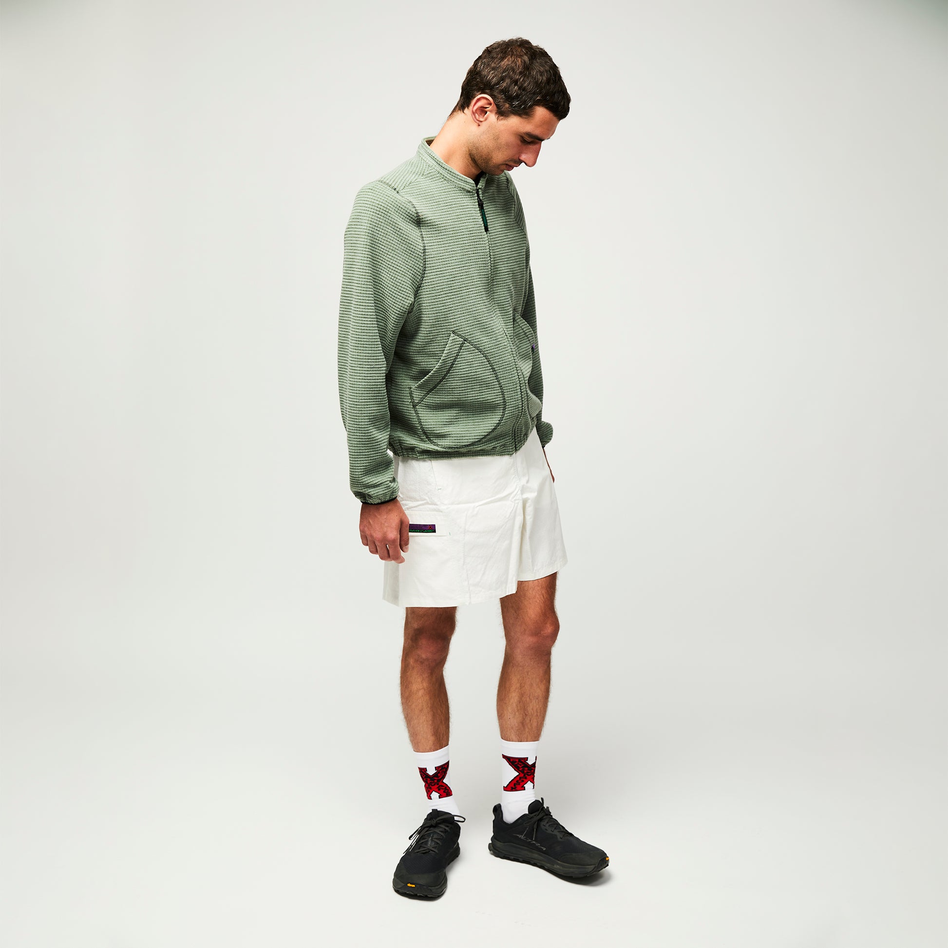 Becco Grid Fleece – Lichen Green